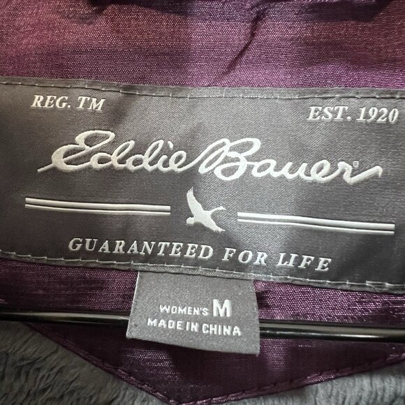 Eddie Bauer Jacket Womens Medium Purple Down Puffer Coat Faux Fur Hood - Picture 4 of 15